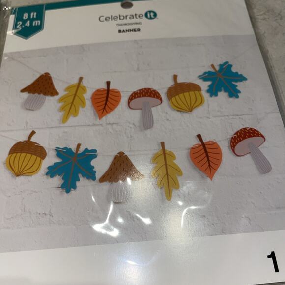 Celebrate It Thanksgiving Paper Banner/honeycombs Thanksgiving Fall Decor NIP - Picture 2 of 4